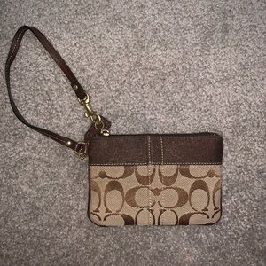Brown small coach wristlet